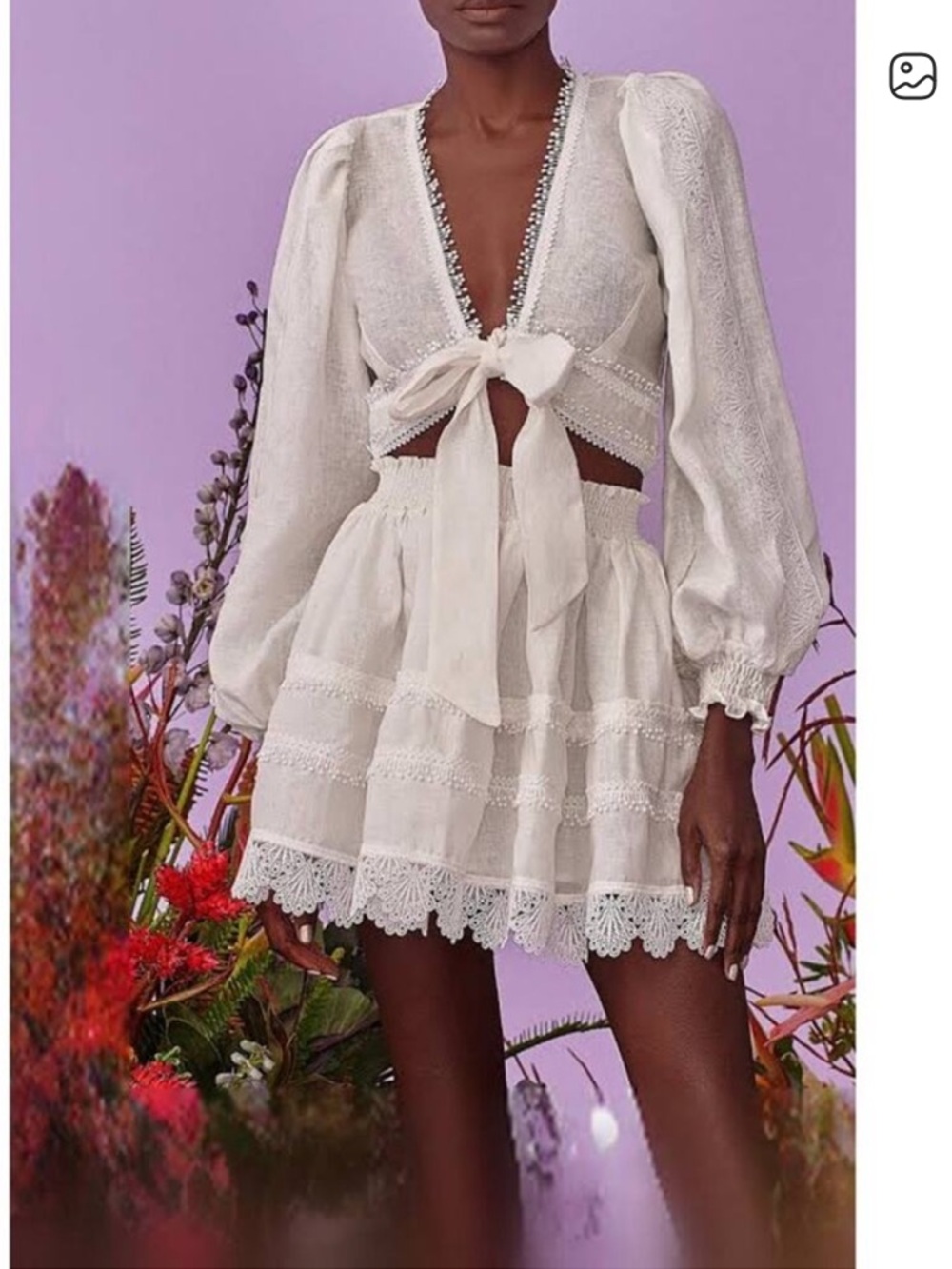 WAIMARI Chloe Smocked Linen Mini Skirt Size Small NWOT - Picture 3 of 7